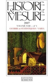 HISTOIRE & MESURE Tome 22-1 : guerre et statistiques