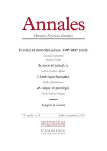 Revue Annales n.3 : juillet-septembre 2018 -Droit(s) et minorités juives