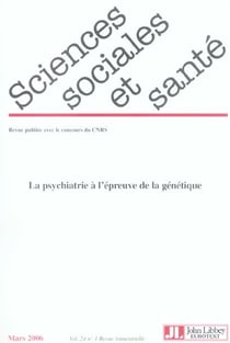 Revue sciences sociales et sante n.24 - la psychiatrie à l'épreuve de la génétique