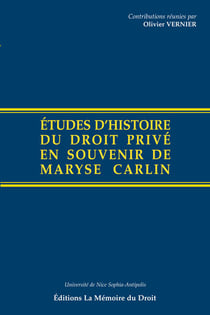 Études d?histoire du droit en souvenir de maryse carlin