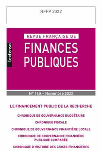 Revue française de finances publiques n.160-2022 : le financement public de la recherche