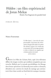 Walden : un film expérienciel de Jonas Mekas - étude d'un fragment de paradis brisé