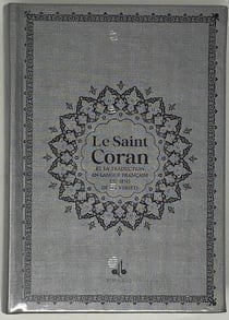 Saint coran (14 x 19 cm) avec pages arc-en-ciel (rainbow) - bilingue (fr/ar) - couverture argent