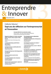 Entreprendre & Innover 2015/4 - 27 - Collector Volume I - Sept ans de réflexion sur l'entrepreneuria