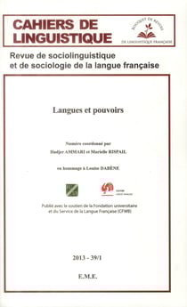 CAHIERS DE LINGUISTIQUE : langues et pouvoirs