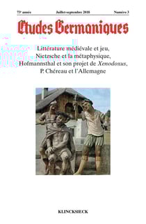 Revue études germaniques n.3 : littérature médiévale et jeu (édition 2018)