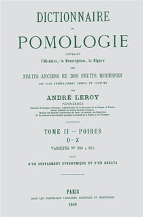 Dictionnaire de pomologie Tome 2 - poires, D-Z
