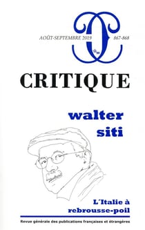 Revue Critique n.867/868 : Walter Siti - l'Italie à rebrousse-poil
