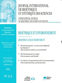 BIOETHIQUE ET ENVIRONNEMENT-JIB VOL 31 N°2-3-2020 : JOURNAL INTERNATIONAL DE BIOETHIQUE ET D'ETHIQUE DES SCIENCES-VOL31 N°2-3-2020