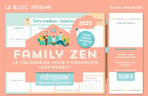 Mémoniak : Le bloc hebdomadaire organiseur Family zen : De janvier à décembre (édition 2025)