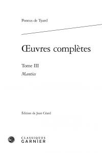 Oeuvres complètes t.3 - Mantice