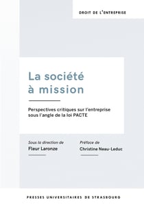 La société à mission. perspectives critiques sur l'entreprise sous l'angle de : PERSPECTIVES CRITIQUES SUR L ENTREPRISE SOUS L ANGLE DE LA LOI PACTE