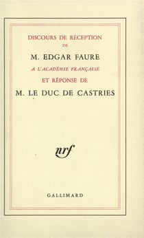 Discours de reception a l'academie francaise et reponse de m. le duc de castries
