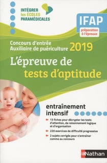 L'épreuve de tests d'aptitude - concours d'entrée auxiliaire de puériculture (édition 2019)