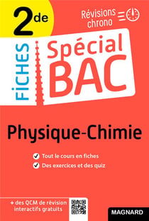 Fiches spécial bac : physique-chimie - 2de bac 2022 - tout le programme en 50 fiches, mémos, schémas-bilans, exercices et QCM