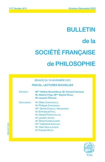 Bulletin de la Société française de philosophie n.117 : Pascal, lectures nouvelles