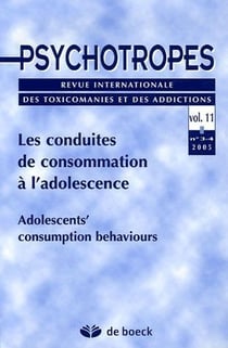 Revue psychotropes n.11/3 - les conduites de consommation à  l'adolescence