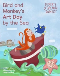 Birds and monkey's art day by the sea