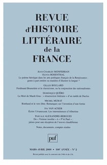 REVUE D'HISTOIRE LITTERAIRE DE LA FRANCE n.2000/2