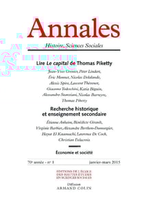 ANNALES HISTOIRE SCIENCES SOCIALES n.1 : lire le Capital de Thomas Piketty