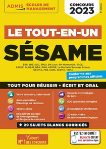 Le tout-en-un Sésame : 15 sujets blancs - écrits et oraux - tutos offerts - concours 2023