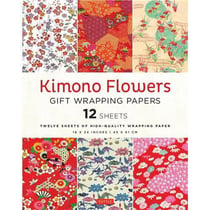 Kimono flowers gift wrapping papers : 12 sheets