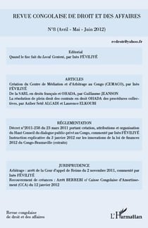 REVUE CONGOLAISE DE DROIT ET DES AFFAIRES n.8 : avril - mai - juin 2012