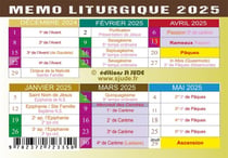 Carte Mémo liturgique 2025 : Le «pense-bête» du catholique