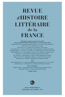 Revue d'histoire littéraire de la France n.123/2 : varia