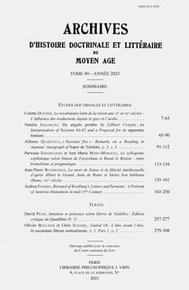 Archives d'Histoire littéraire et doctrinale du Moyen Âge LXL - 2023