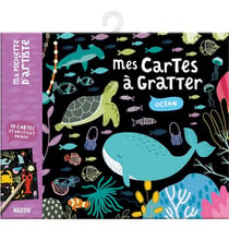 Mes cartes à gratter océan - 10 cartes et un stylet en bois