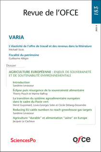 Revue de l'OFCE N° 183 (2023/4) : VARIA - Dossier : agriculture européenne