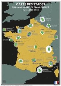 Carte des stades du championnat de France ligue 1 : saison 2023-2024