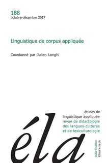 Études de linguistique appliquée - N°4/2017 : Linguistique de corpus appliquée