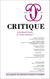 Revue Critique n.899 : Jean-Benoît Puech, un roman national ?