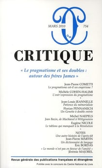 Revue Critique n.754 : le pragmatisme et ses doubles : autour des frères James