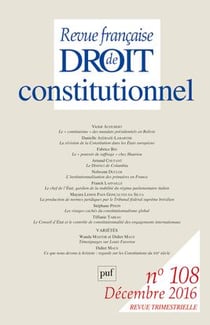 Revue française de droit constitutionnel n.108 (édition 2016)