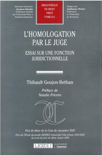 L'homologation par le juge : essai sur un fonction juridictionnelle