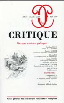 Revue Critique n.829/830 : musique, violence, politique