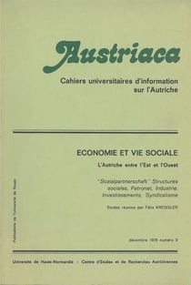 Austriaca, n° 3/décembre 1976 : Économie et vie sociale.  L'Autriche entre l'Est et l'Ouest