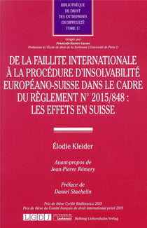 De la faillite internationale à la procédure d'insolvabilité européano-suisse dans le cadre du règlement n°2015/848 : les effets en Suisse