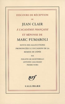 Discours de réception à l'académie française et réponse