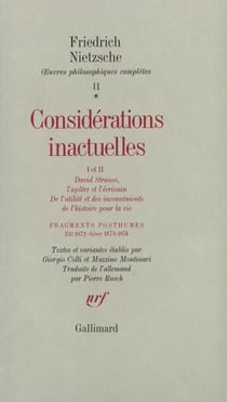 Considerations inactuelles i et ii - fragments posthumes