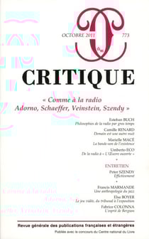 Revue Critique n.773 : comme à la radio - Adorno, Schaeffer, Veinstein, Szendy