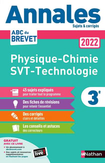 Annales Brevet 2022 - Physique-Chimie - SVT - Technologie - Corrigé