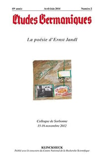 Études germaniques - N°2/2014 : La poésie d'Ernst Jandl