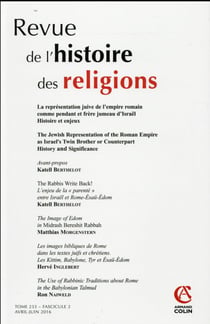 Revue de l'histoire des religions (2/2016) La représentation juive de l'empire romain comme pendant