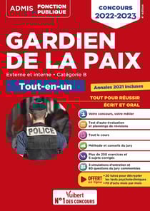 Concours gardien de la paix : categorie B - tout-en-un - 20 tutos offerts - concours externe, interne et 3e concours