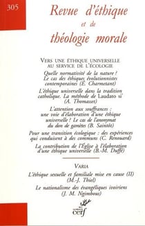 Revue d'éthique et de théologie morale - numéro 305