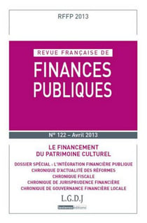 Revue française de finances publiques n.122 : le financement du patrimoine culturel